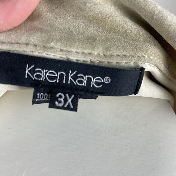 New Karen Kane NWT 3X Khaki Suede Leather Jacket Retro Boho Oversized - Picture 7 of 9